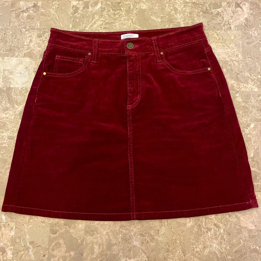 Market and Spruce Burgundy Corduroy Skirt